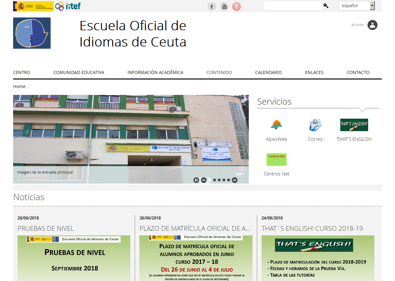 Página web de la Escuela Oficial de Idiomas de Ceuta